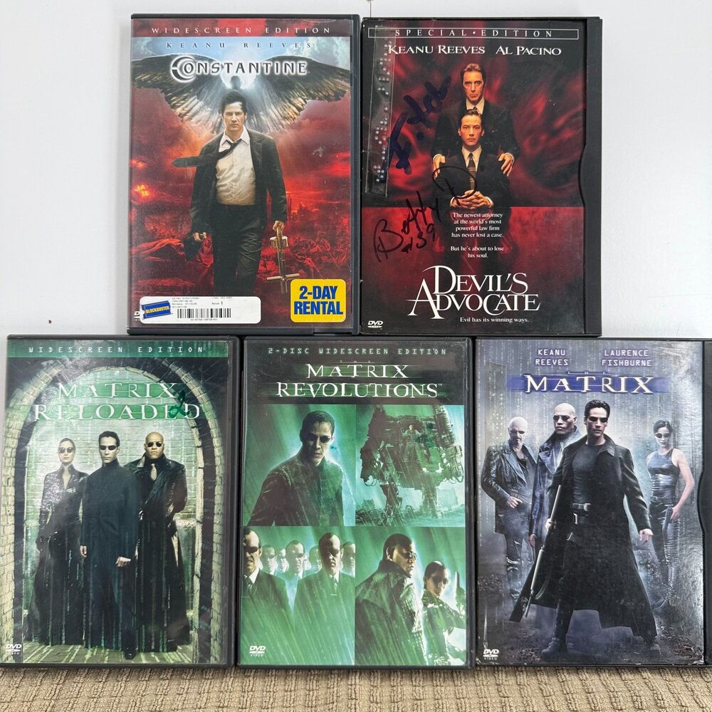 Keanu Reeves DVD Lot of 5 Matrix Trilogy Constantine Devil’s Advocate Sci-Fi Act